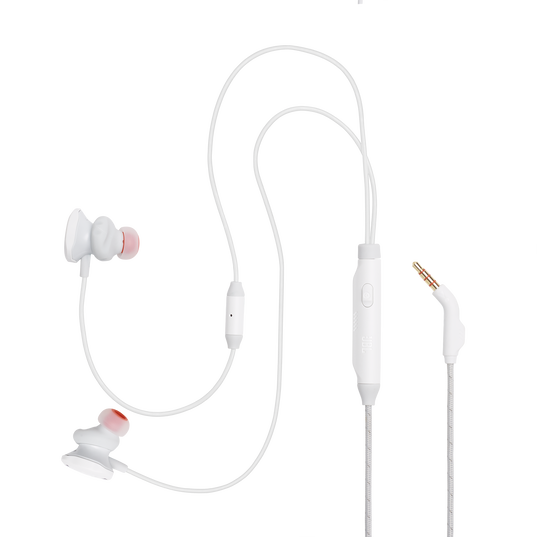 JBL Quantum 50 - White - Wired in-ear gaming headset with volume slider and mic mute - Detailshot 2
